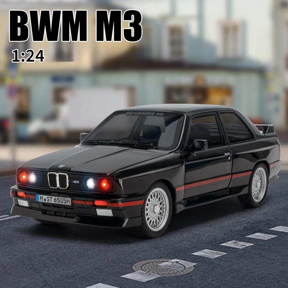1:24 BMW M3 Alloy Sports Car Model Diecasts Metal Classic Car Model High Simulation Sound and Light Childrens Toys Gift C410
