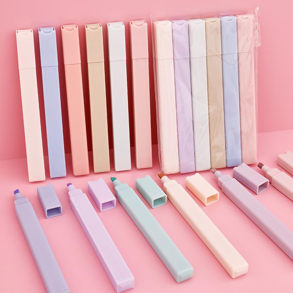 Morandi Pastel Highlighter Set - Large Capacity, Eye-Friendly Fluorescent Markers for Students