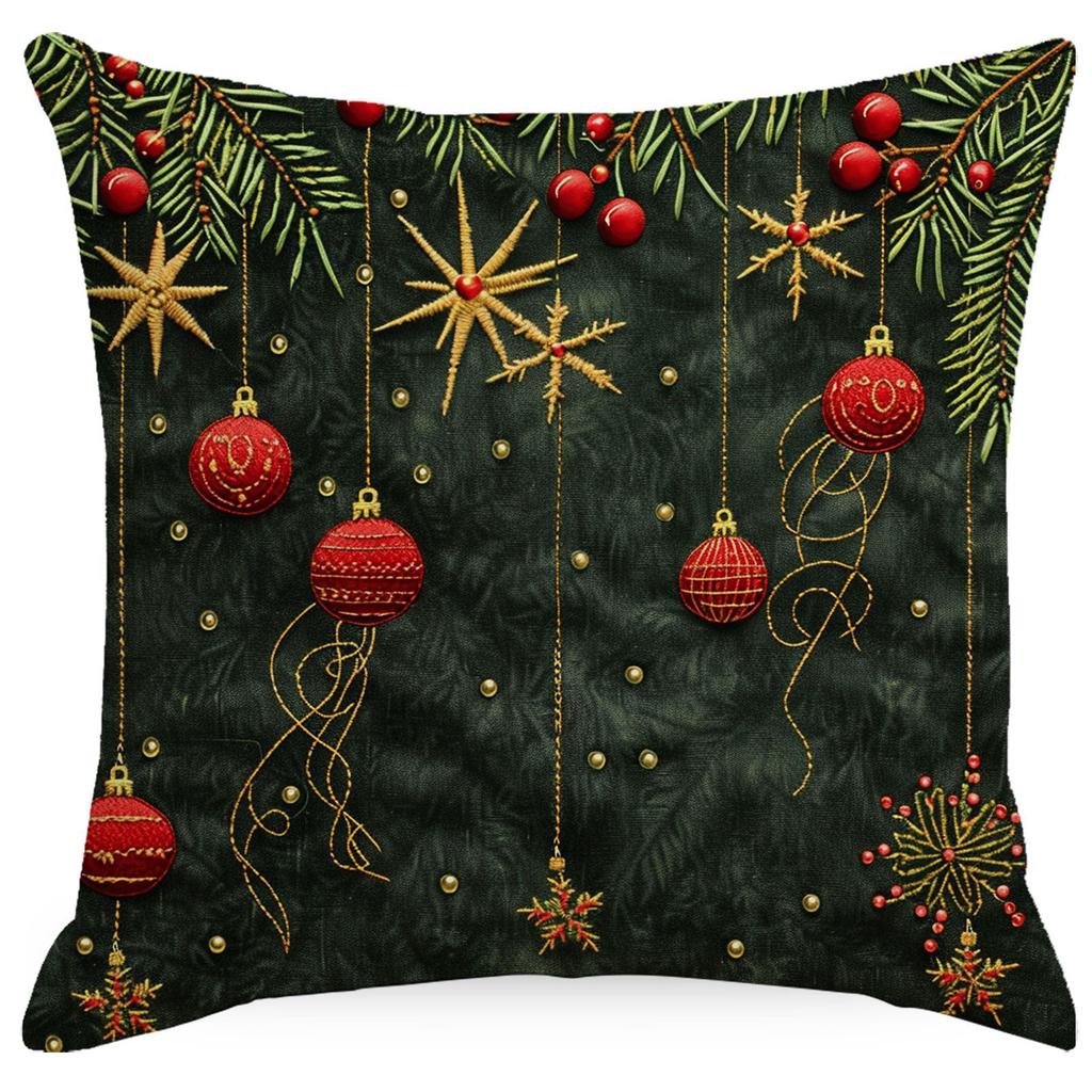 New Christmas Pillowcase Linen Imitation Embroidery Print Classic Christmas Tree Decorative Cushions Cover for Sofa Home Decor