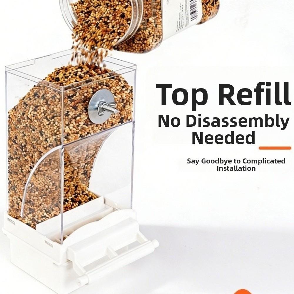 Transparent Automatic Bird Feeder Hanging Spill-Proof Parrot Cage Feeder with Stand Large Capacity Bird Feeder Dispenser