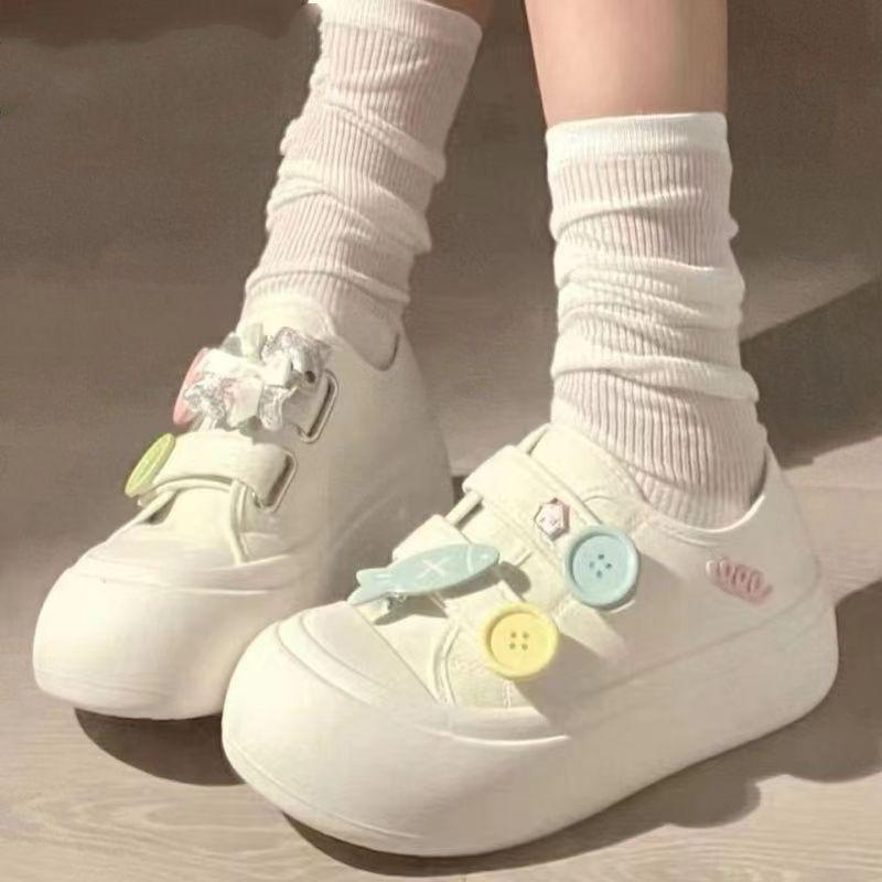 Niche Original Magic Big Head Shoes New Autumn and Winter Cute Thick-soled Versatile Board Little White Shoes Children's Tide