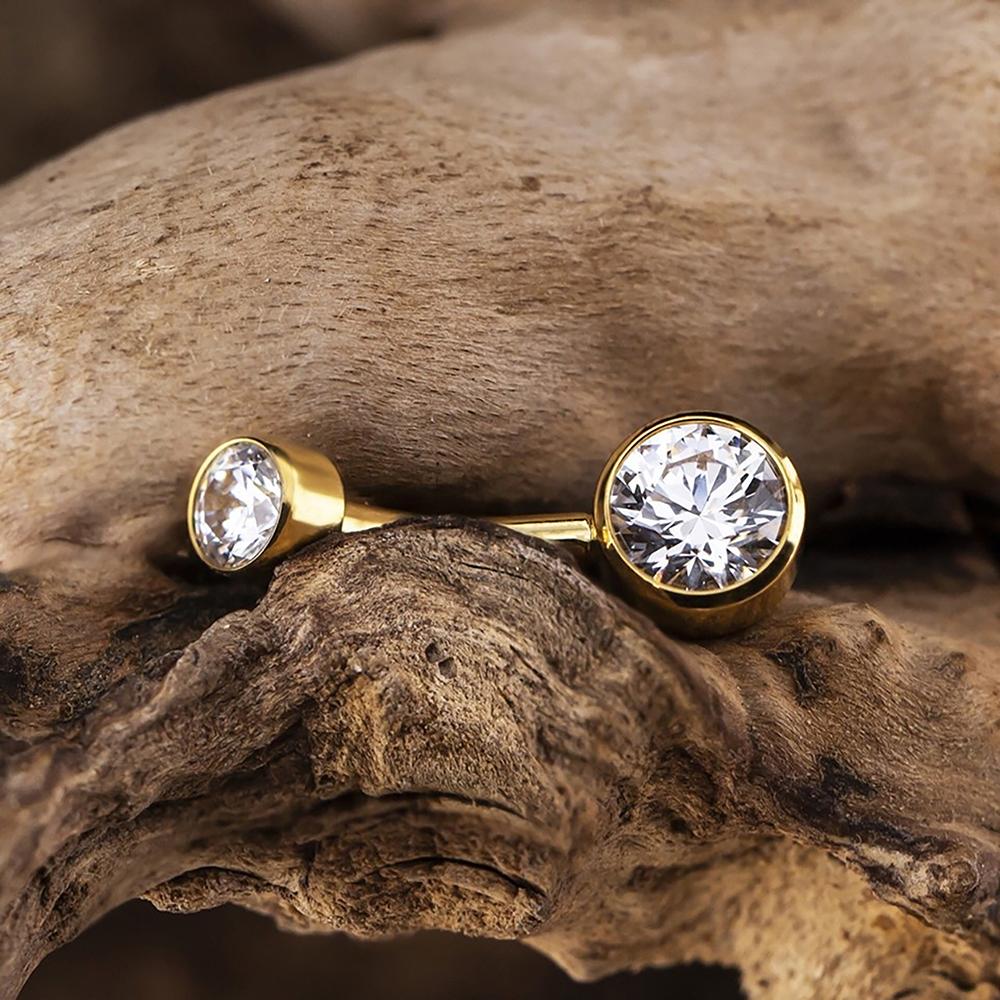 Sağ Grand ASTM F136 Titanyum Göbek Piercingleri 10mm 12mm Yuvarlak CZ'li İçten Dişli Göbek Piercingleri Göbek Barı