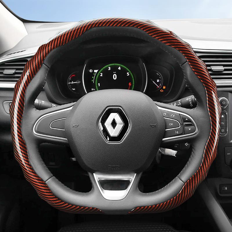 Geeignet für Renault Lenkradabdeckung mit Carbonfaser-Textur, zum Aufstecken, wellenförmiges Sportdesign, Schutzschale, Kardian Emb