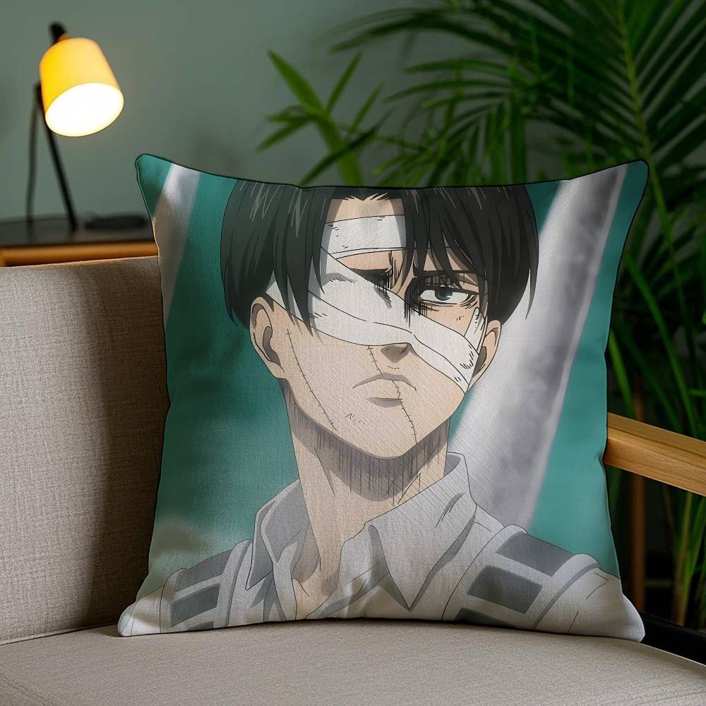 

Anime Levi Ackerman Attack On Titan-T Pillow Case Anti-dustmite Pillowcase Invisible zipper silky short plush Sofa cushion cover 12x12Inch