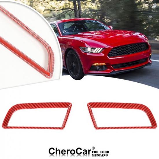 Dash Side AC Air Vent Outlet Frame Trim Cover for Ford Mustang 2015+ Red Carbon