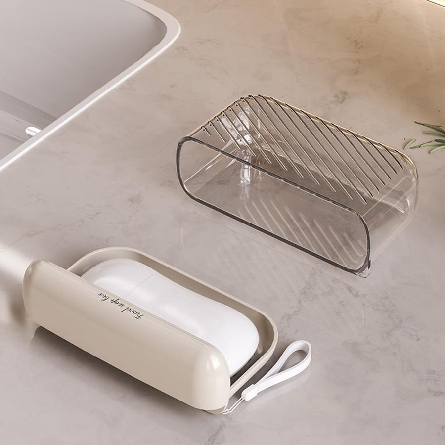 Travel Soap Dish Pink With Transparent Sealing Cover Portable Soap Box Outdoor Tourism Bathroom Soap Rack Storage Container