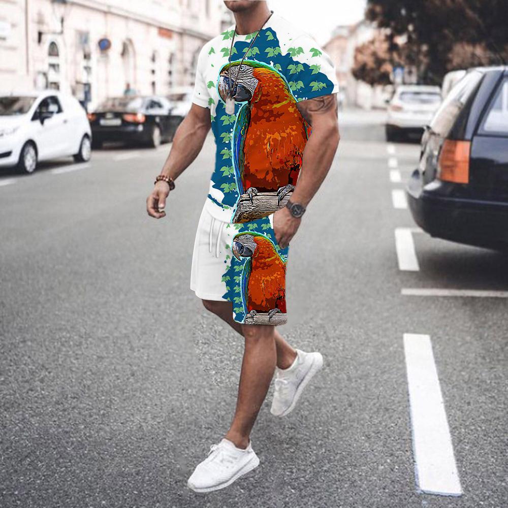 

Летняя мода, новый мужской комплект из футболки и шорт, модный мужской комплект из двух предметов с коротким рукавом и шортами, повседневный пляжный спортивный мужской комплект 6XL