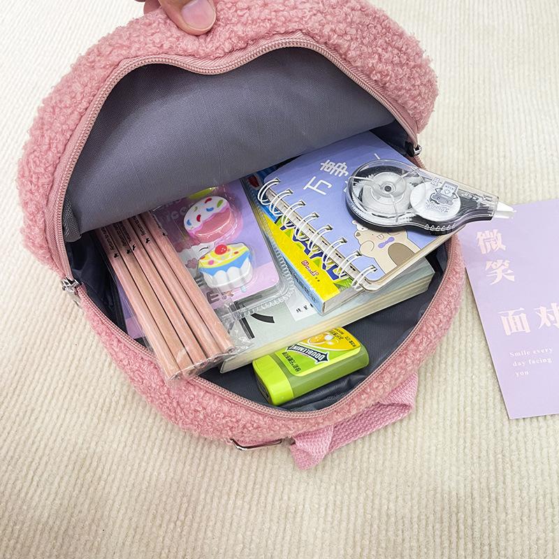 Plush Backpack Women's Bag Autumn and Winter New Cute Bear Ear Backpack Girls Parent-child Bag