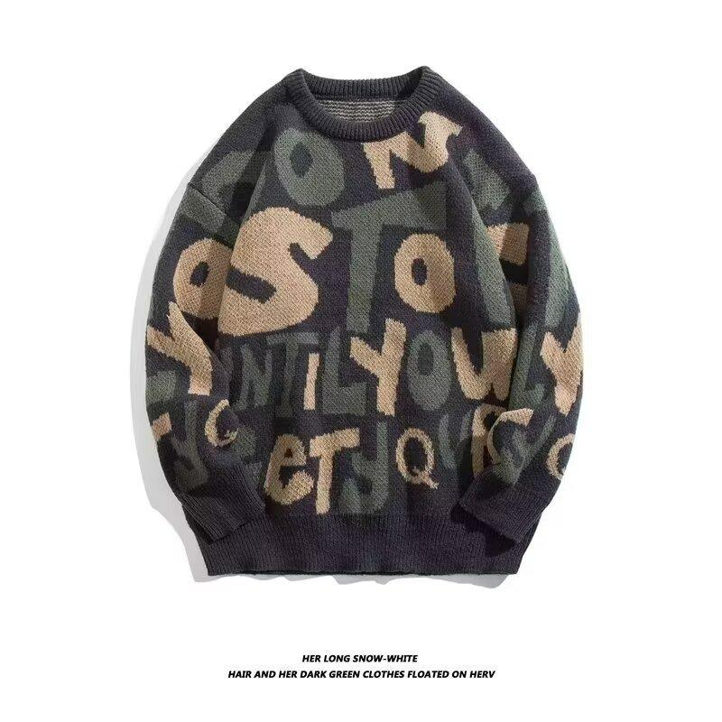 Men s Retro Loose Knit Sweater - Thickened Autumn/Winter Deer Velvet Casual Top XXL