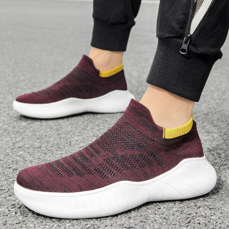 Fashion Minimalist Knit Men's Casual Sneakers Cushioned Insole Gym Walking Stylish Outdoor Comfortable Unisex Jogging Male Sports Shoes