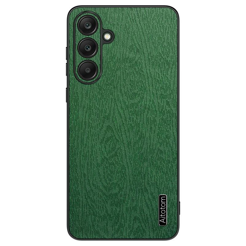 

Back Shell for Samsung Galaxy A25 5G (Global) (161.0 x 76.5 x 8.3mm) Cover Wood Grain PU+PC+TPU Cell Phone Case Green