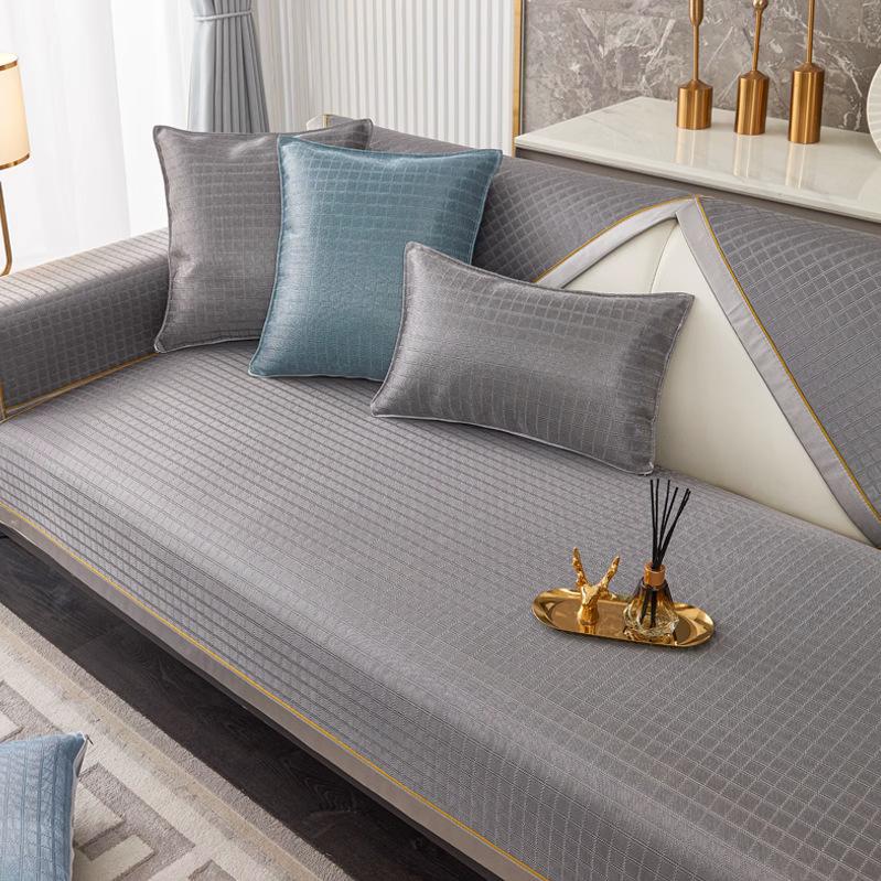 Summer Ice Silk Sofa Cushion  Mat Sofa Cover Washable Machine Washable Ice Rattan Sofa Towel Sofa Cool Cushion