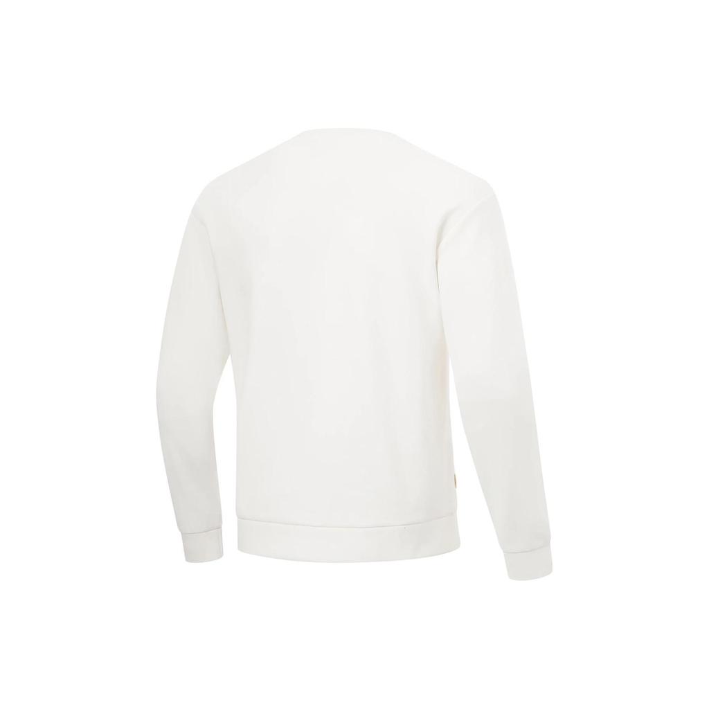 Li-Ning Fitness Series Solid Color Fleece Warm Pullover Long Sleeve Sweatshirt Men Sweatshirt Off-White AWDT789-1