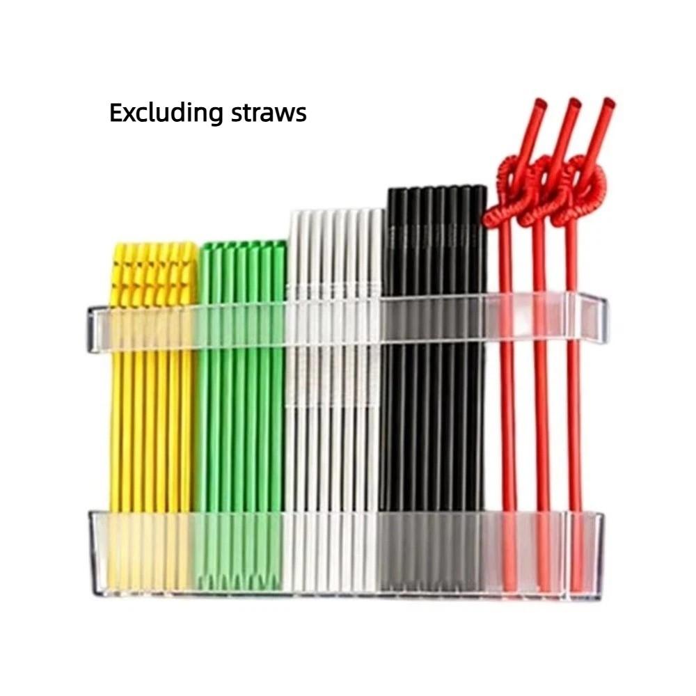 

Transparent Wall-Mounted Shelf Drill-Free Clear Storage Rack Straw Storage Box Kitchen Wall