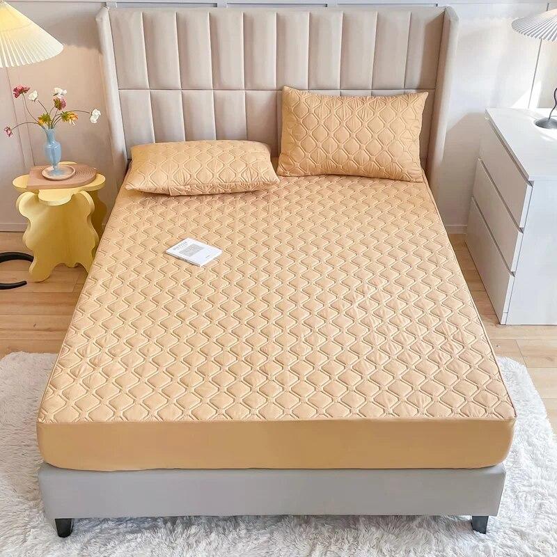 Drap-housse matelassé imperméable, respirant, silencieux, épais, prévention des taches, couvre-lit à carreaux, couvre-lit antidérapant