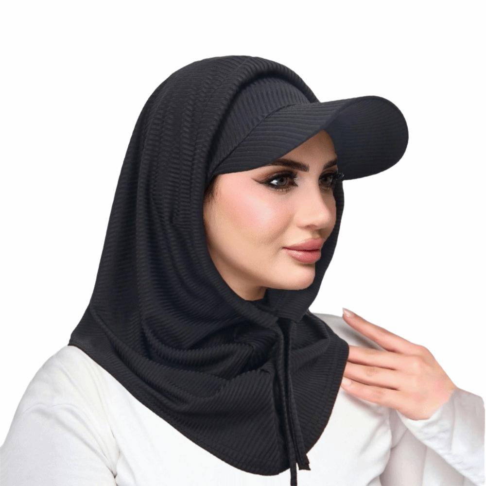 

Solid Color Sun Hat with Hood Sun Protection Neck Shade Cap Muslim Headscarf Hat Fishing