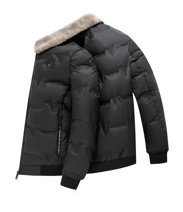 Men's 2025 European-Style Winter Jacket - Warm, Thick, Versatile Short Cotton with Fur Collar