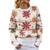Women's Christmas Print Crewneck Long Sleeve Sweater for Fall Winter Casual Wear
