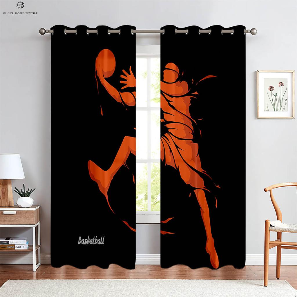 Cool Basketball 3d Printed Drapes Suitable Great for Kids Bedroom Living Area Cooking Space Bedroom Decorative Curtains 2 Pieces