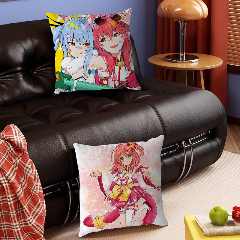 Anime Hololive Sakura Poszewki na Poduszki Kreskówkowe Sofa Dekoracyjne Domowe Dwustronny Druk Krótki Plusz Urocza Poszewka na Poduszkę