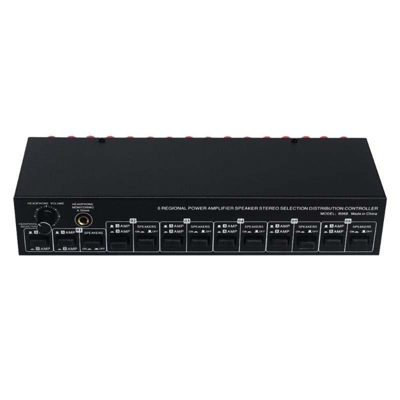 2 In 6 Out Power Amplifiers Loudspeaker Box Switcher 6 Channel Speaker Distribution Device Loudspeaker Switching Amplifi