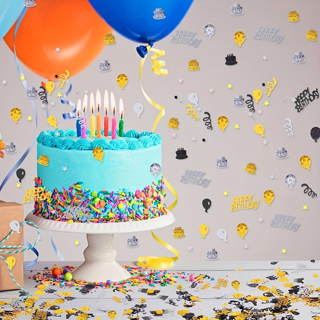 1Set 1200pcs Happy Birthday Confetti - Metallic Foil Balloon&Table Scatter Decorations for Birthday Parties, Festive Table Decor