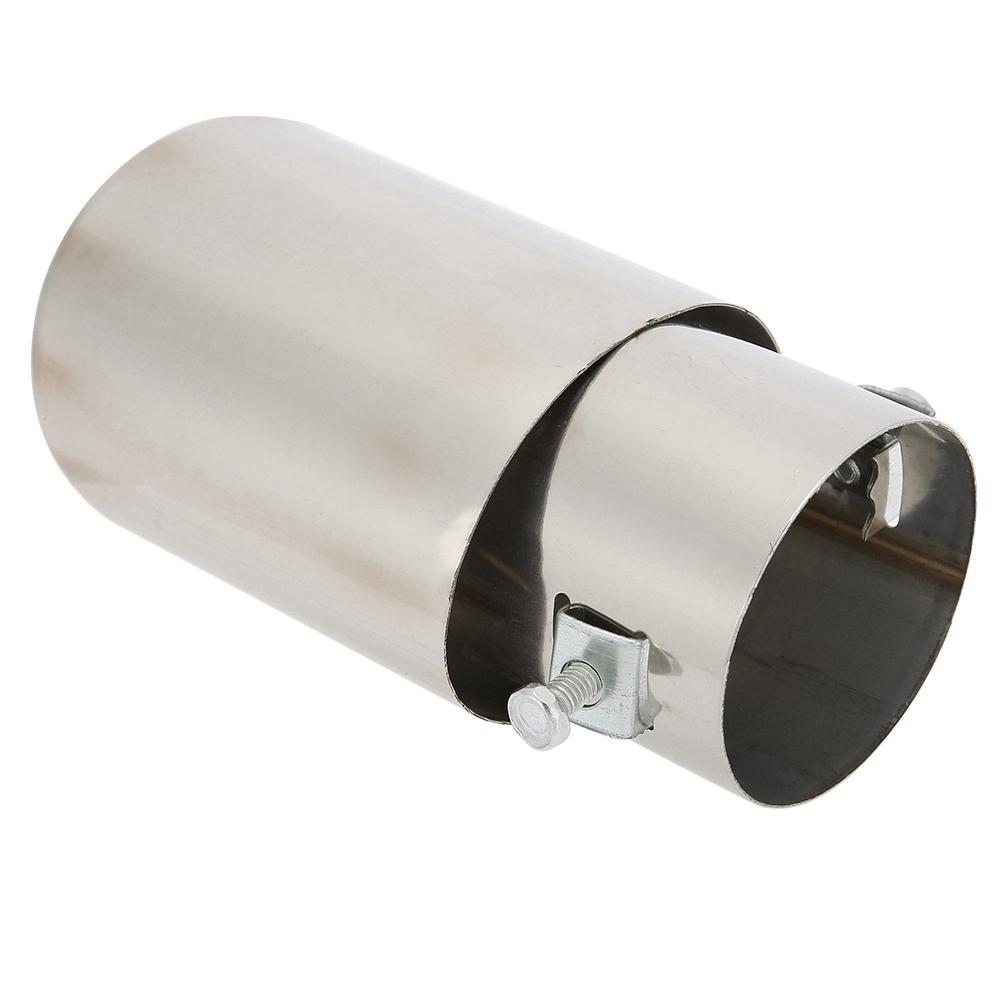 Blank Sølv Rustfritt Stål Universalt Bil Rett Eksosrør Bakre Lyddemper Tips Hale Hals