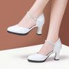 Fashion Genuine Leather Lady Pumps Thick Heel Shoes 7/9/11cm Super High Heel Waterproof Platform Womens Shoes Party Dress High Heels