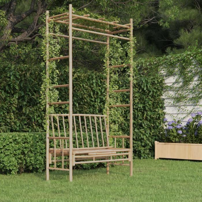 341742 vidaXL Banc de jardin avec pergola 116 cm Bambou