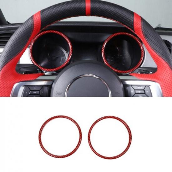 Center Console Dashboard Panel Cover For Ford Mustang 2015- Red Carbon Fiber