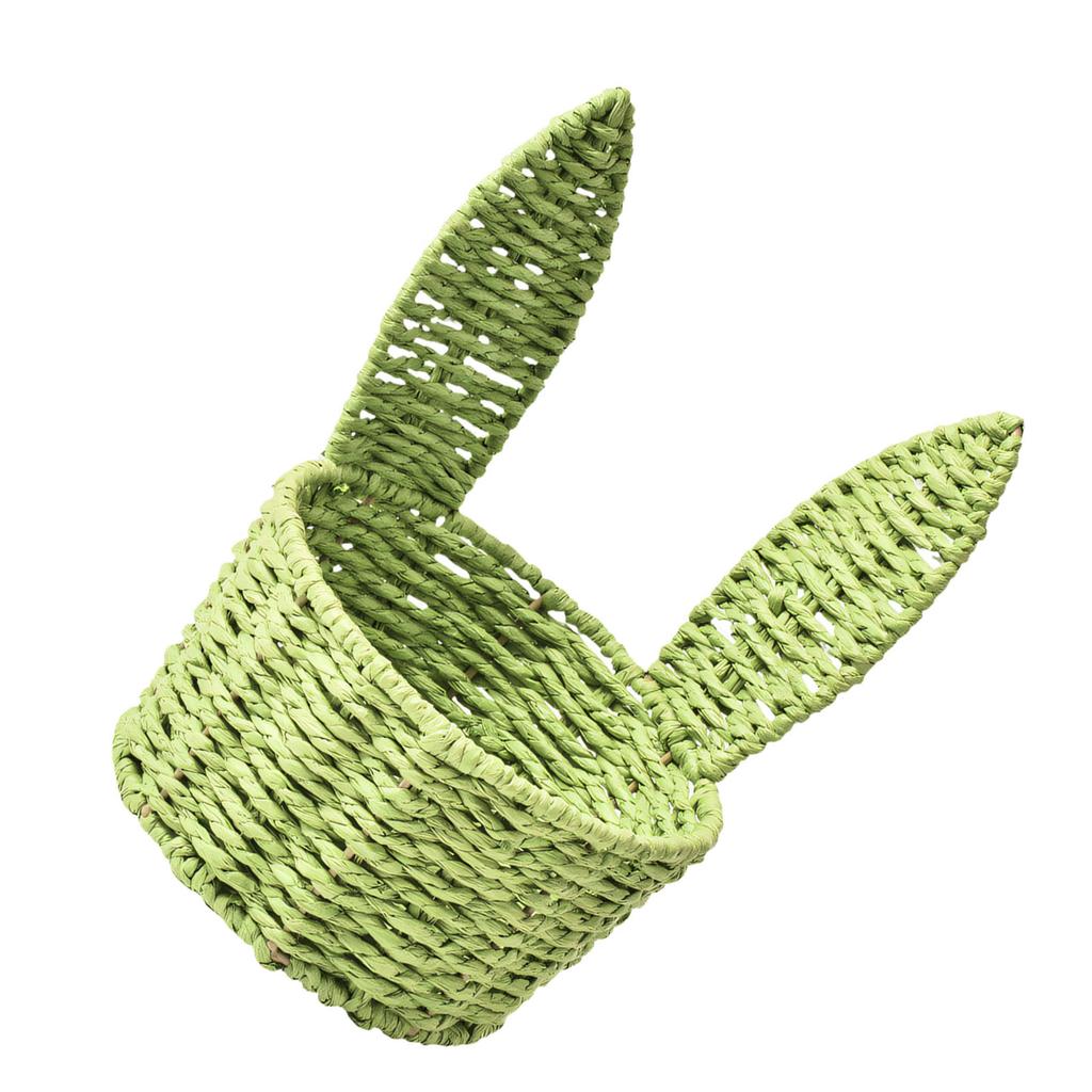 Decorative Rabbit Ears Paper Cord Flower Holder Easter Storage Basket Woven Container For Home Organization
