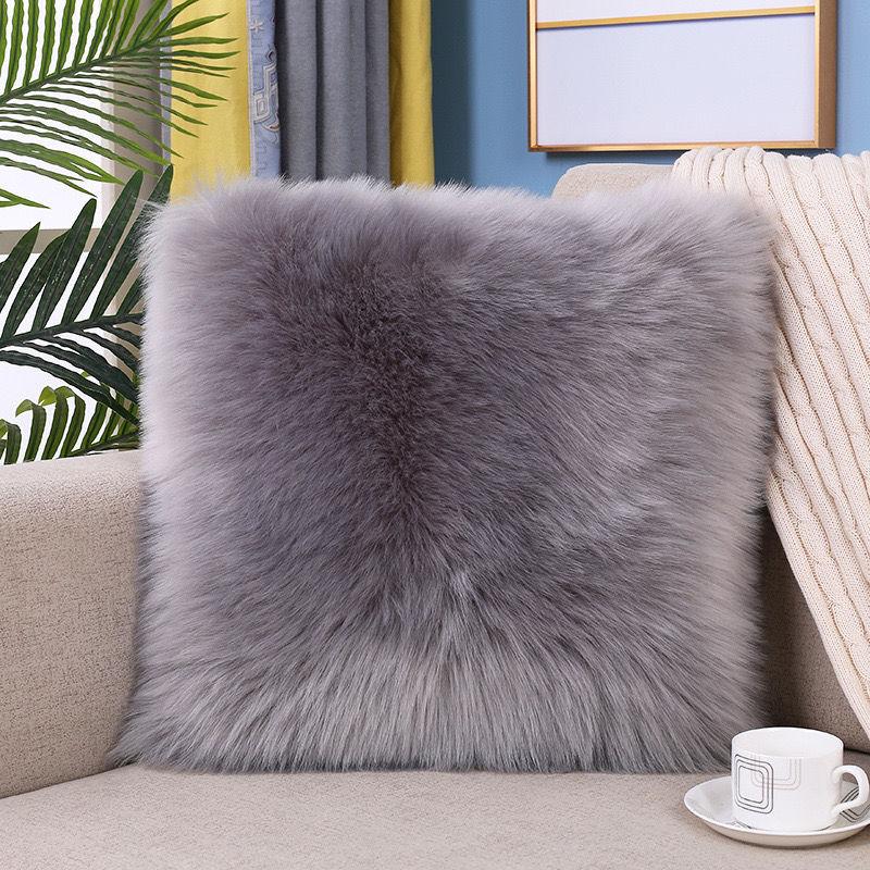 Flauschiges Kissen, langer Plüsch-Kissenbezug, Wollkissen, Fellkissenbezug, Ins Sofabettkissen, Weihnachtsdekoration, Zimmer-Wurfkissen