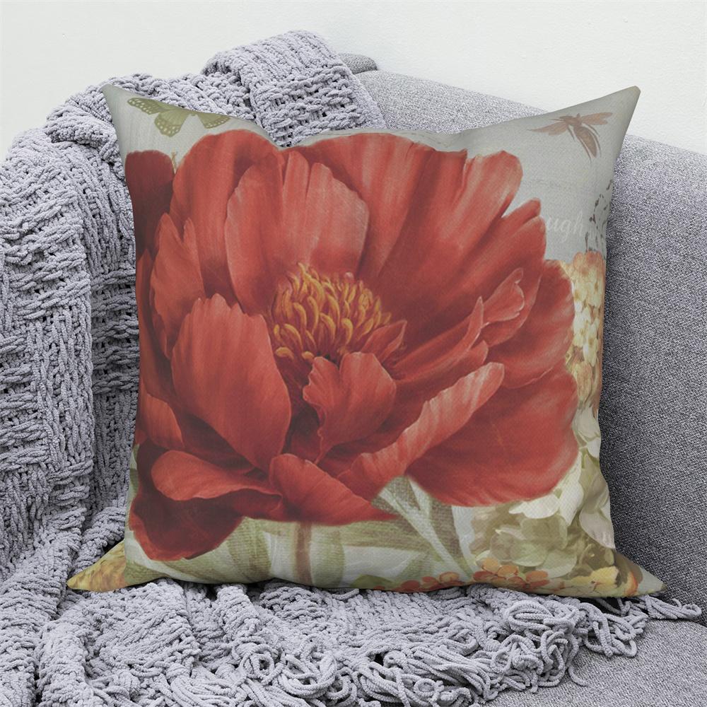 Juste De Coussin Florale D'interconnexion, Décor De Canapé De Maison De Ferme, Jeté De Voiture, Pivoine, Annie, Imprimé