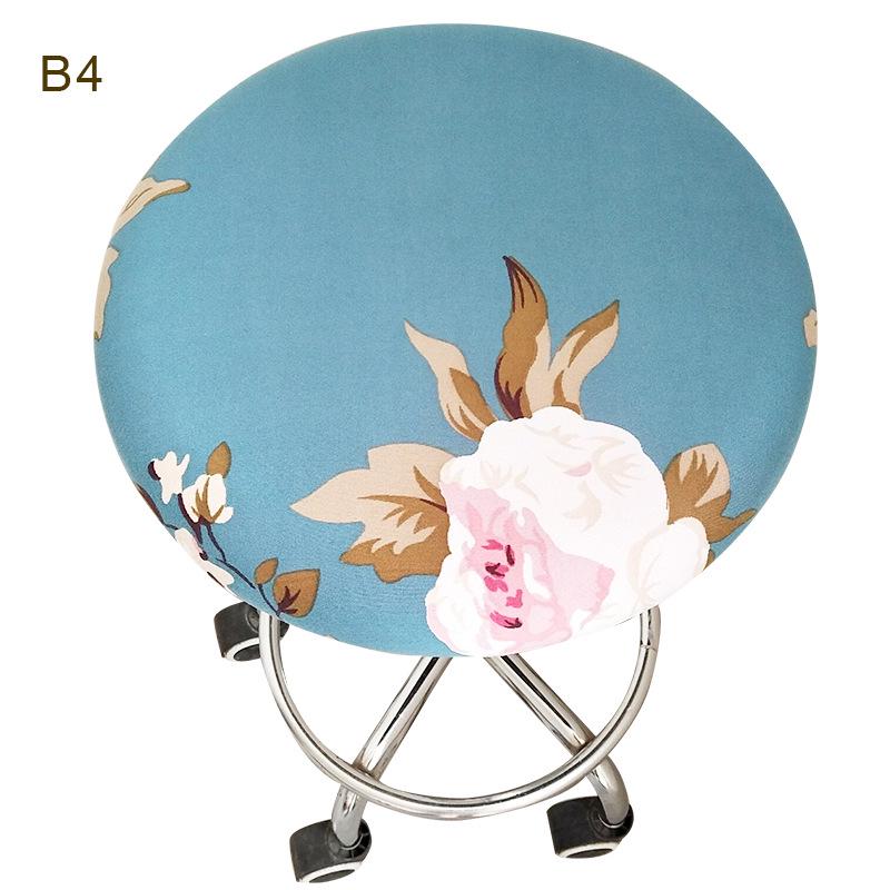LIUXDIV Rundt Stoltrekk Barstoltrekk Elastisk Setetrekk Hjemmestol Slipcover Blomstertrykt Husholdningsartikler Rund Krakk