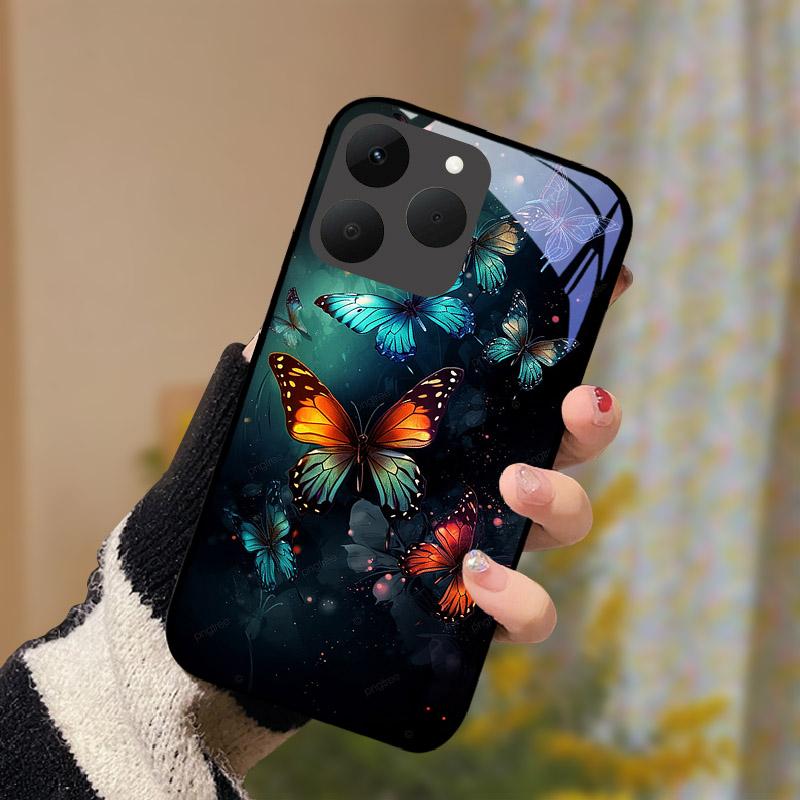 Für Realme 15T 15 T 5G Hülle Luxus Mode Gehärtetes Glas Rückseite Für Realme15T Stoßfester Bumper Funda RMX5111 RMX5112 Etui