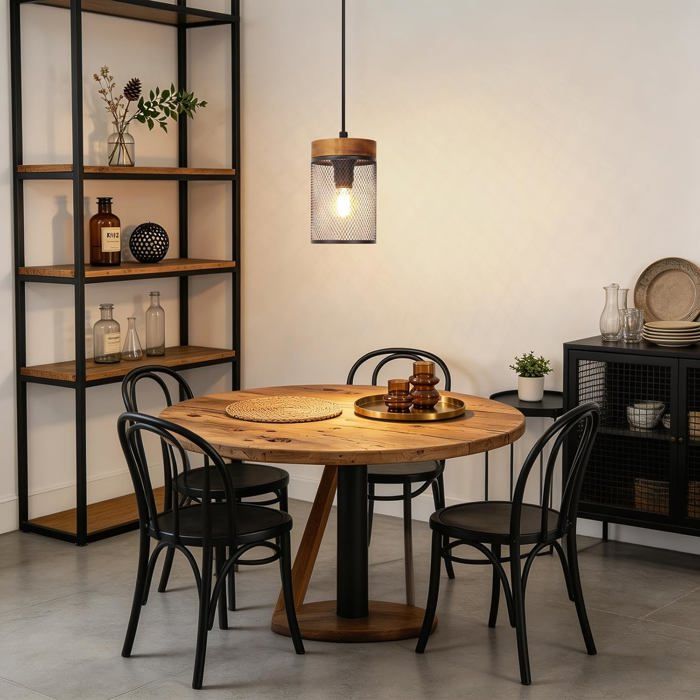Lustre - NETTLIFE - Lustre rétro - Douille E14 - Abat-jour en maille - Design industriel