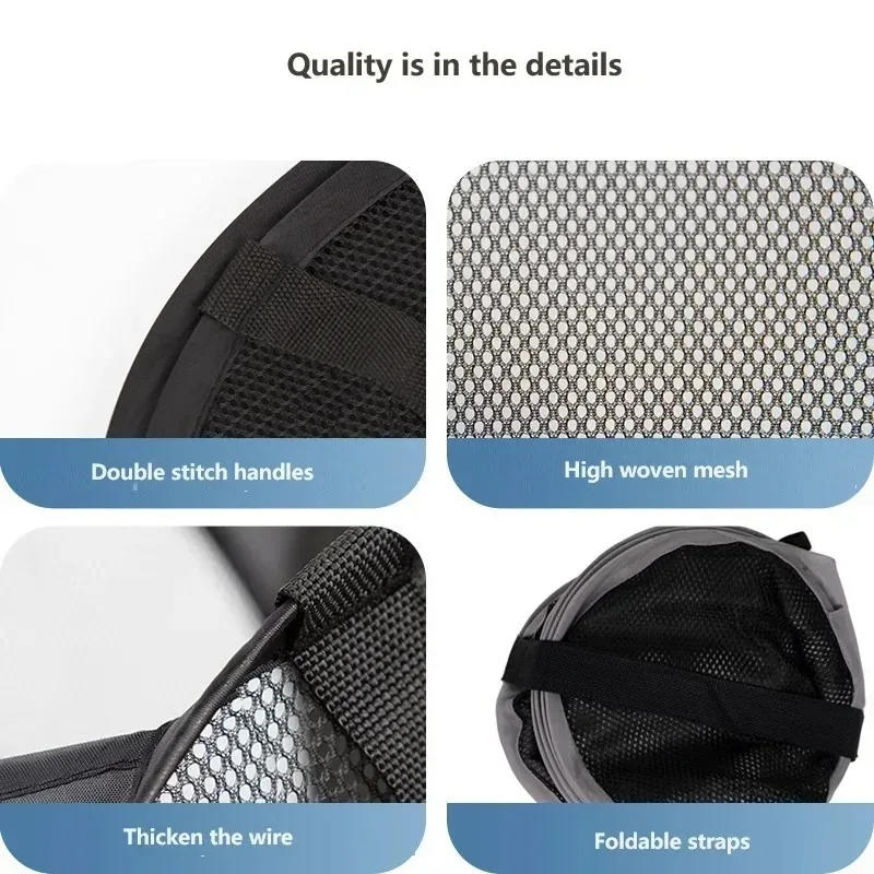 1Pcs Foldable Laundry Hamper With Handles - Collapsible Mesh Fabric Laundry Basket Multi-Functional Durable Space-Saver For Bathroom Bedroom & More