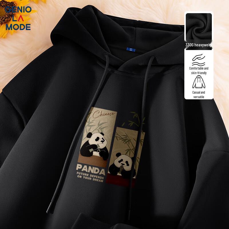 

GENIOLAMODE Men s Autumn Loose Fit Hooded Sweatshirt 2XL