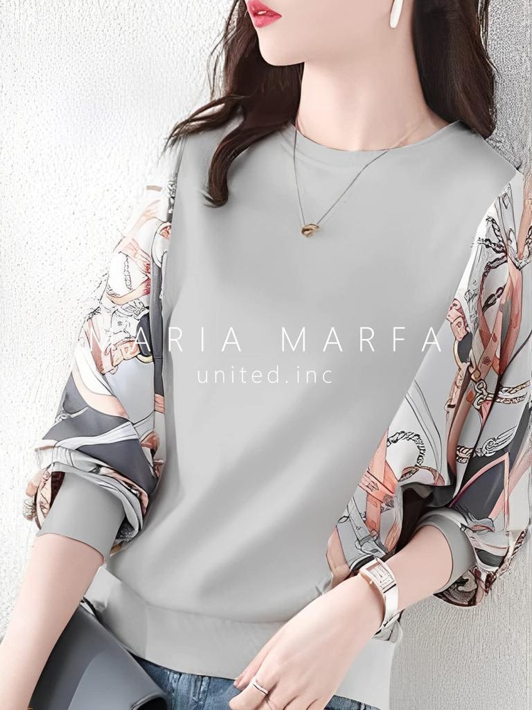 Maria Marfa Pucci Print Dolman Sleeve Long Sleeve Cutout Available In 4 Plus Korean Fluffy Office Loose Chiffon Floral Floral Pucci Print Women's Top,