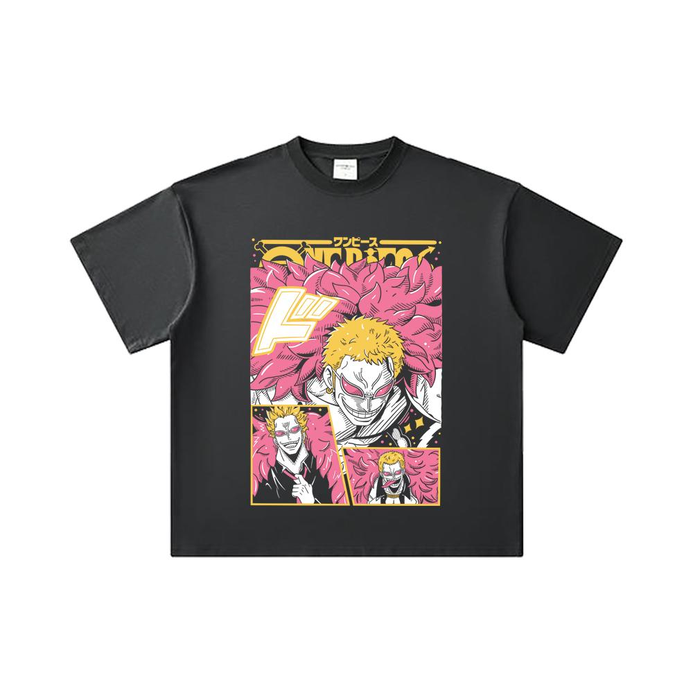 260 GSM Double Yarn 32 Count 100% Cotton One Piece V45 Doflamingo Print Unisex Heavy Cotton T Shirt