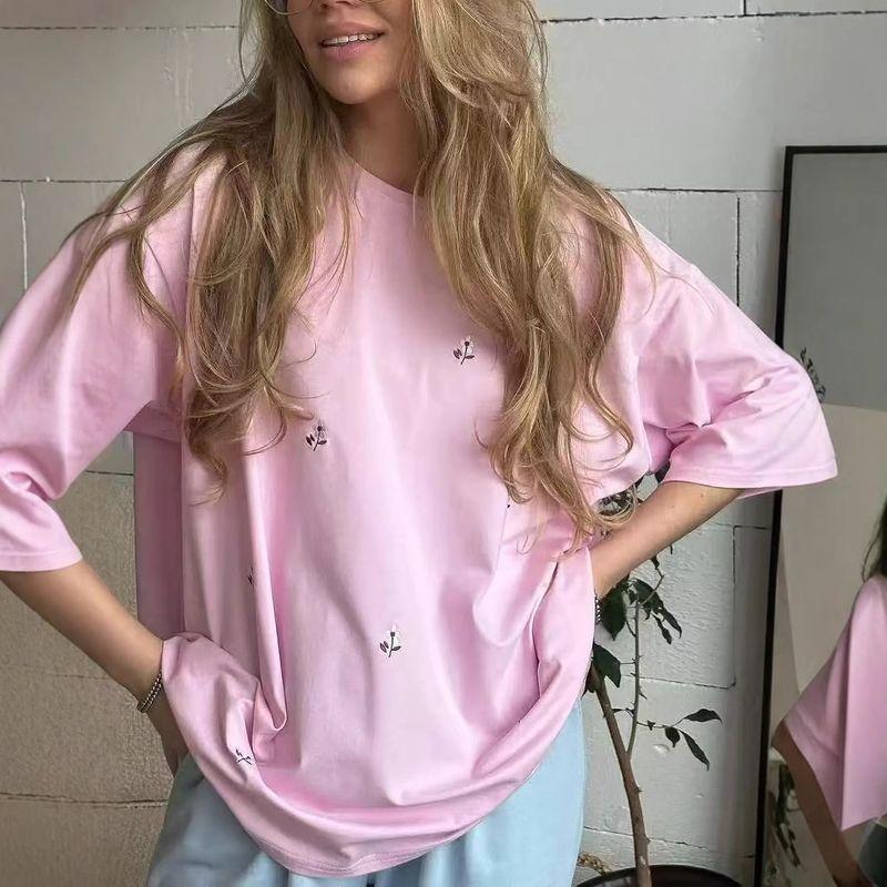 European and American New Fashion Casual Loose Print Short sleeve T-shirt Top Loose Printed T-shirt Top