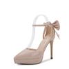 French 12cm High Heels for Women 2024 New Bow Sexy Shallow Mouthed Pointed Thin Heels for Women Shoes