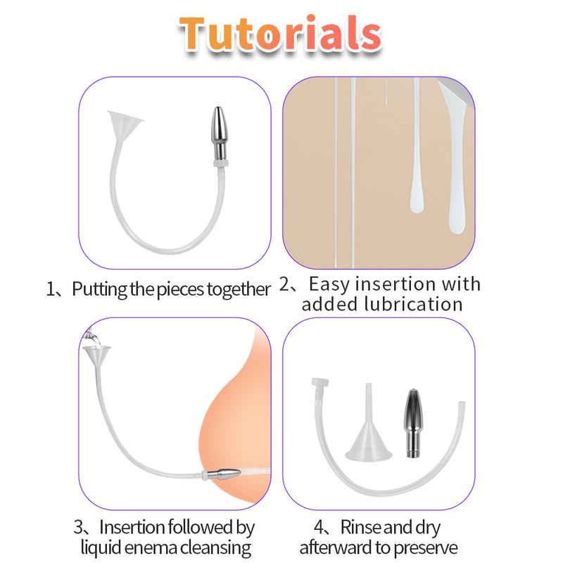 Metal Anal Plug Funnel Mineral Water Bottle Dual use Flushing Anal Vagina Cleaning Enema Machine Washing Sex Toys For Women Men