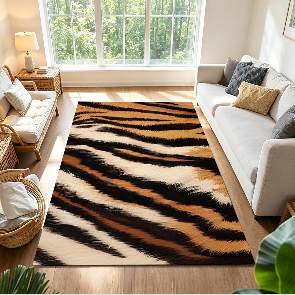 Tiger Stripe Pattern Close-up Non-Slip Home Carpet Design for Office Decor Living Room Bedroom Gift