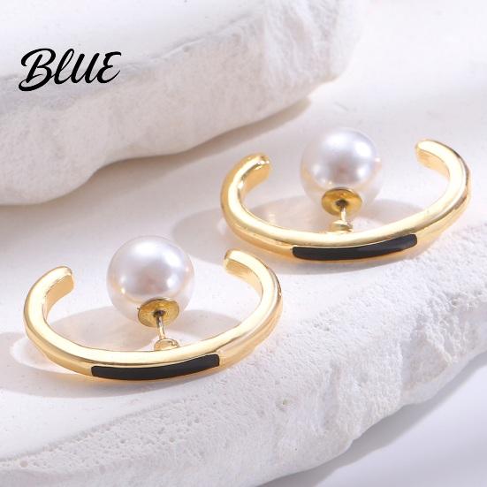 Commuter Fashion Earrings French C-Shaped Oval Hoop Versatile Drop