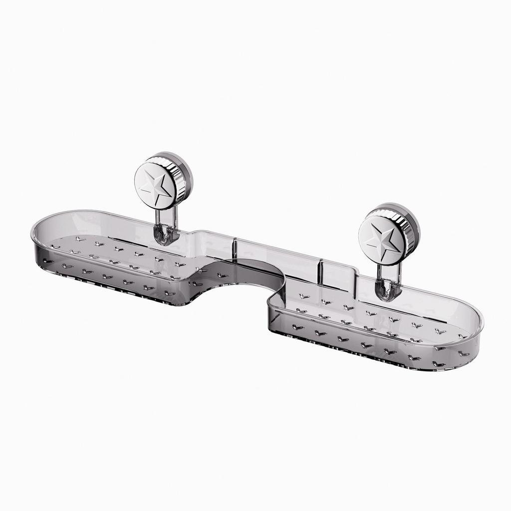 Pentagram Suction Cup Faucet Shelf: No-Drill, Wall-Mounted Bathroom Storage, Sink Mirror Front, with Draining Feature