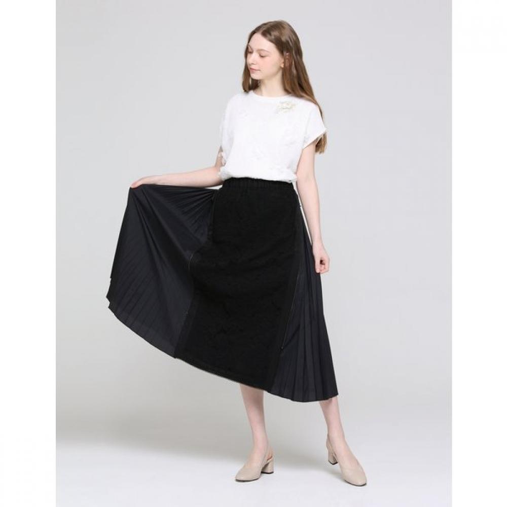 SON JUNG WAN Side Pleats Lace Skirt Zsk6262041