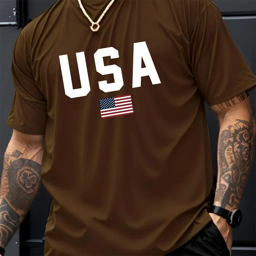 Mens Summer Crew Neck Alphabet Pattern Short Sleeve T-Shirt - Breathable Polyester Fabric,Slight Stretch,Regular Fit,Casual