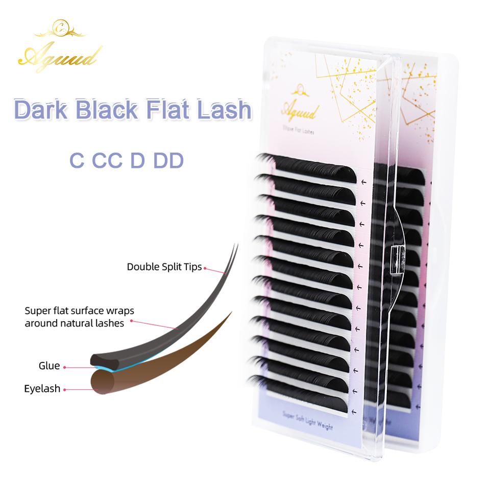 AGUUD Ellipse Flat Eyelash Synthetic Silk Individual Lash Extension Soft Split Tips Faux Mink Volume Ellipse Lashes Makeup Wire