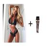 Erotic Lingerie for Women Hot Erotic Underwear Set Exotic Set Sexy Lace Bra Bandage Panties + Stockings Transparent Bra Set